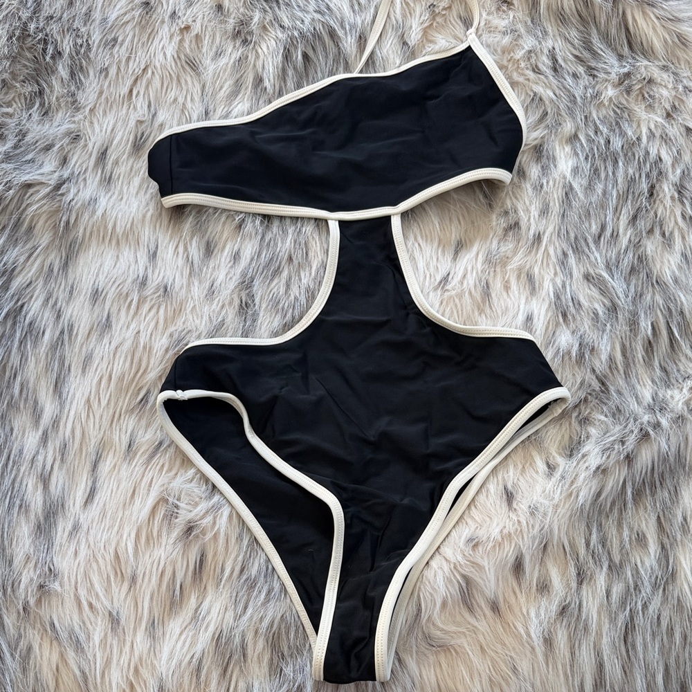 Lovewave Black and White asymmetrical one piece  bathing suit